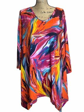 Anthony Richard’s Vibrant Abstract Multicolor Tunic Top. EC Size 2X